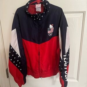 Hello Kitty  X Team USA Olympic Windbreaker Jacket Large 10/12 Red White Stars